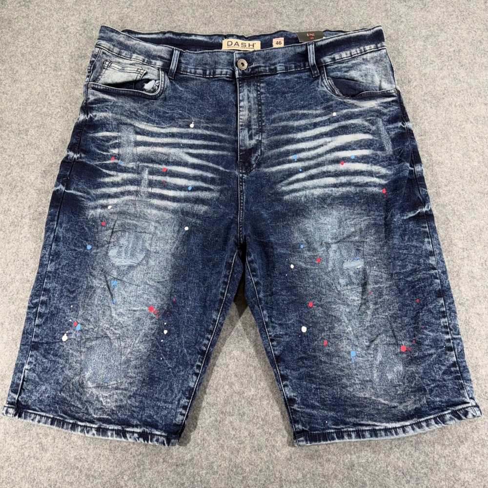 DASH American Designers Womens Plus 46 Acid Wash Paint Splatter Denim Shorts New